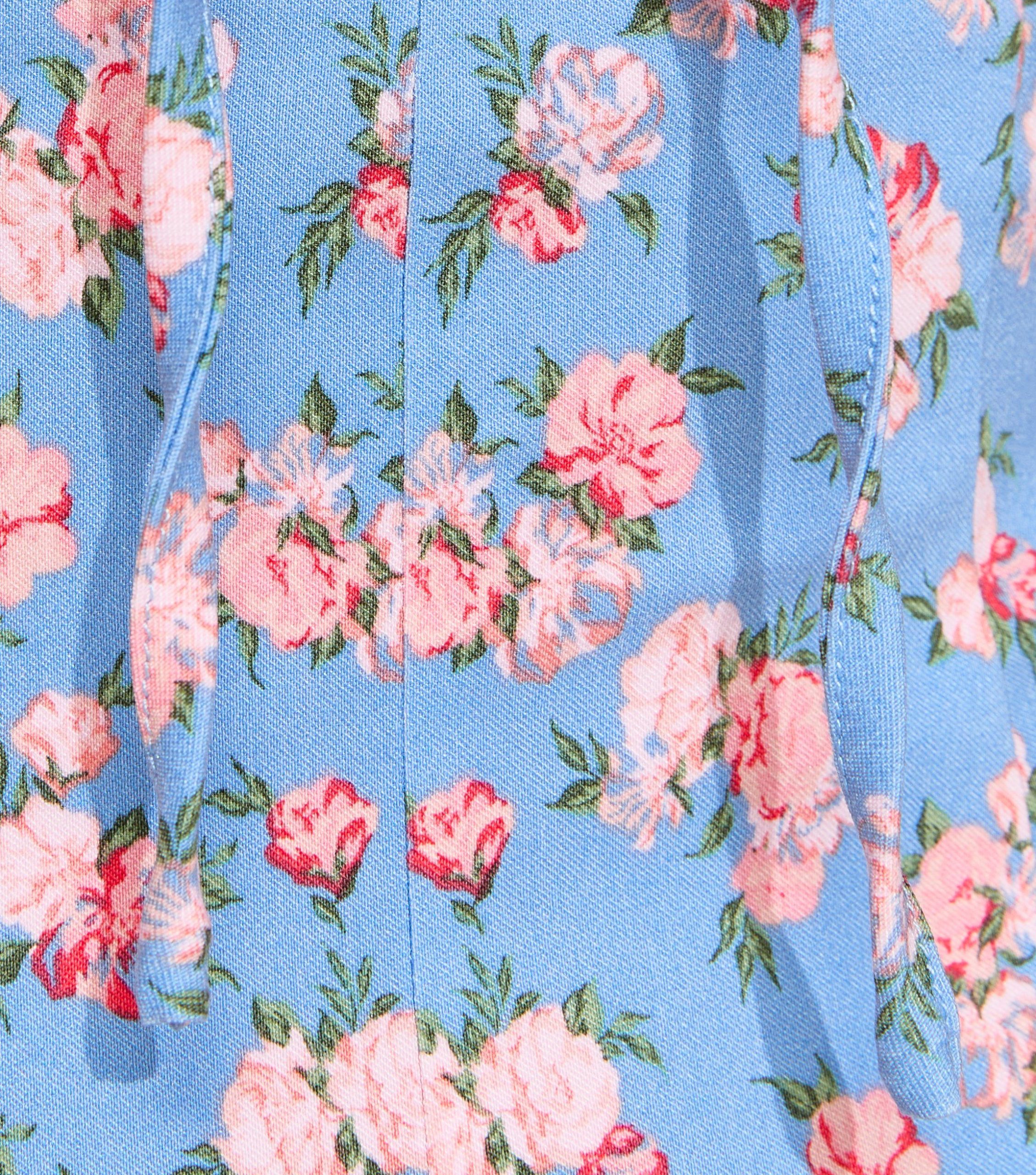 Blue Rose Print Milkmaid Midi Dress - Image 6