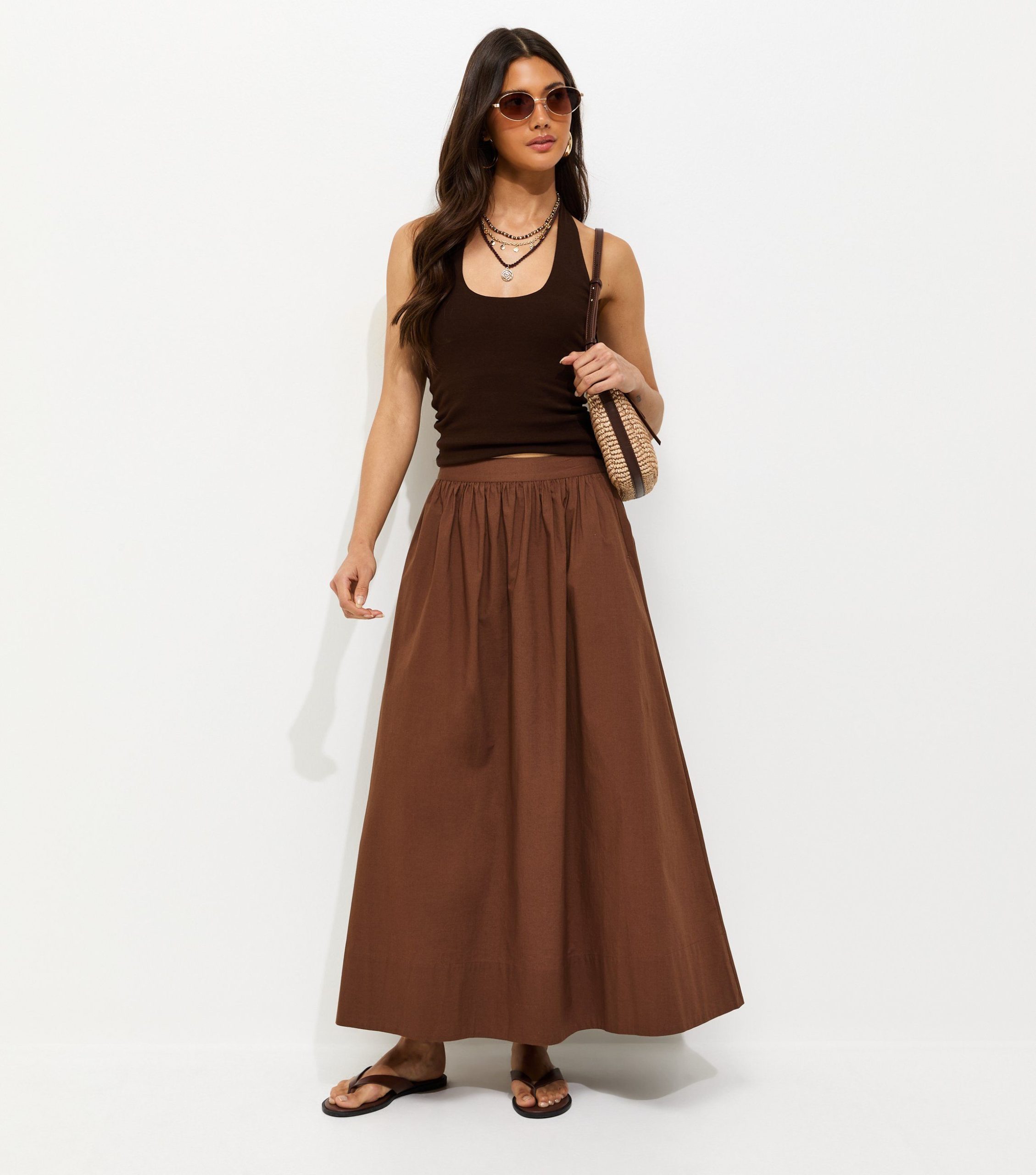 Brown Poplin Circle Skirt - Image 3