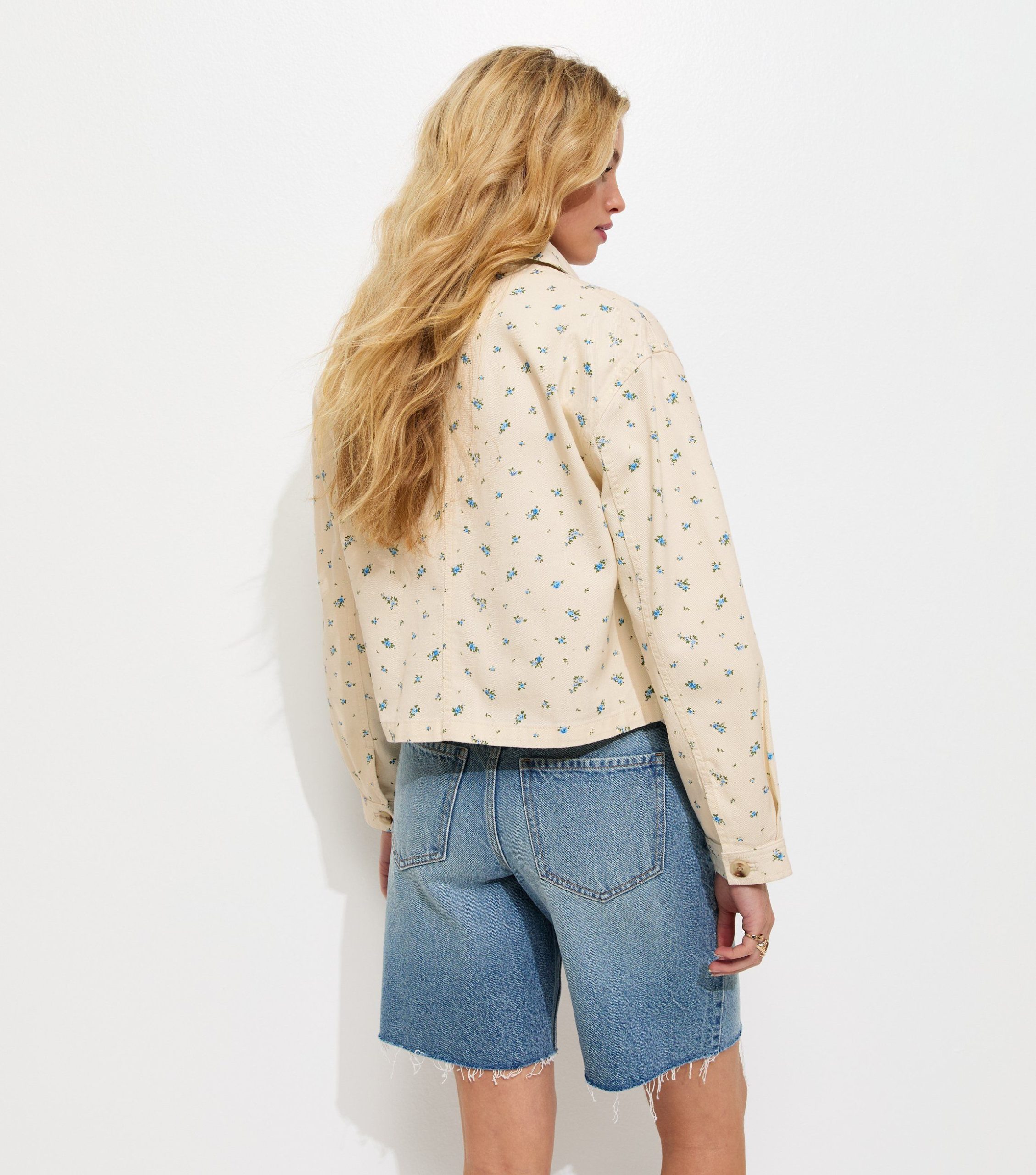 Cream Cotton Ditsy Floral Shacket - Image 4