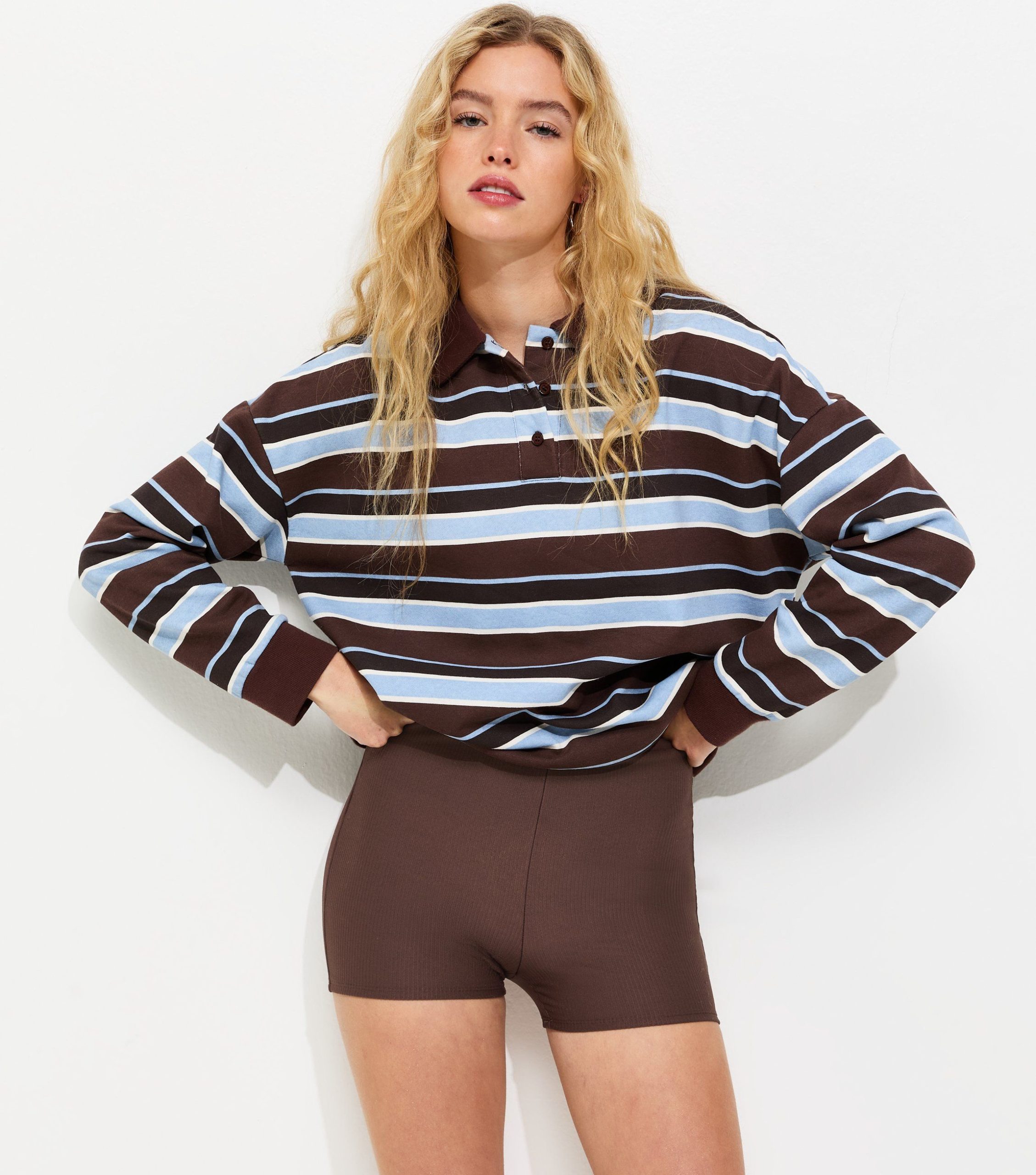 Dark Brown Micro Rib Cycling Shorts