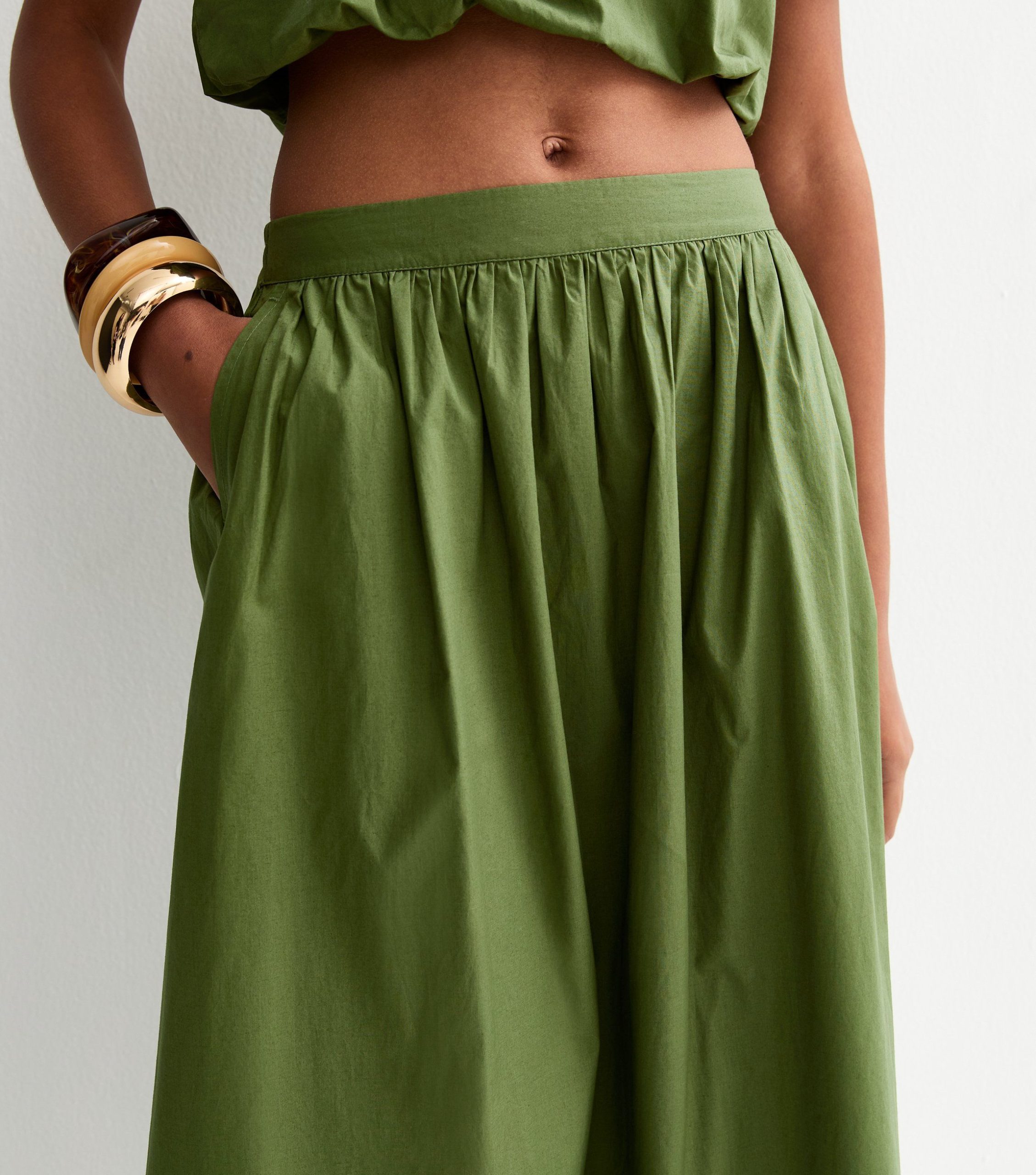Dark Khaki Poplin Circle Skirt - Image 2