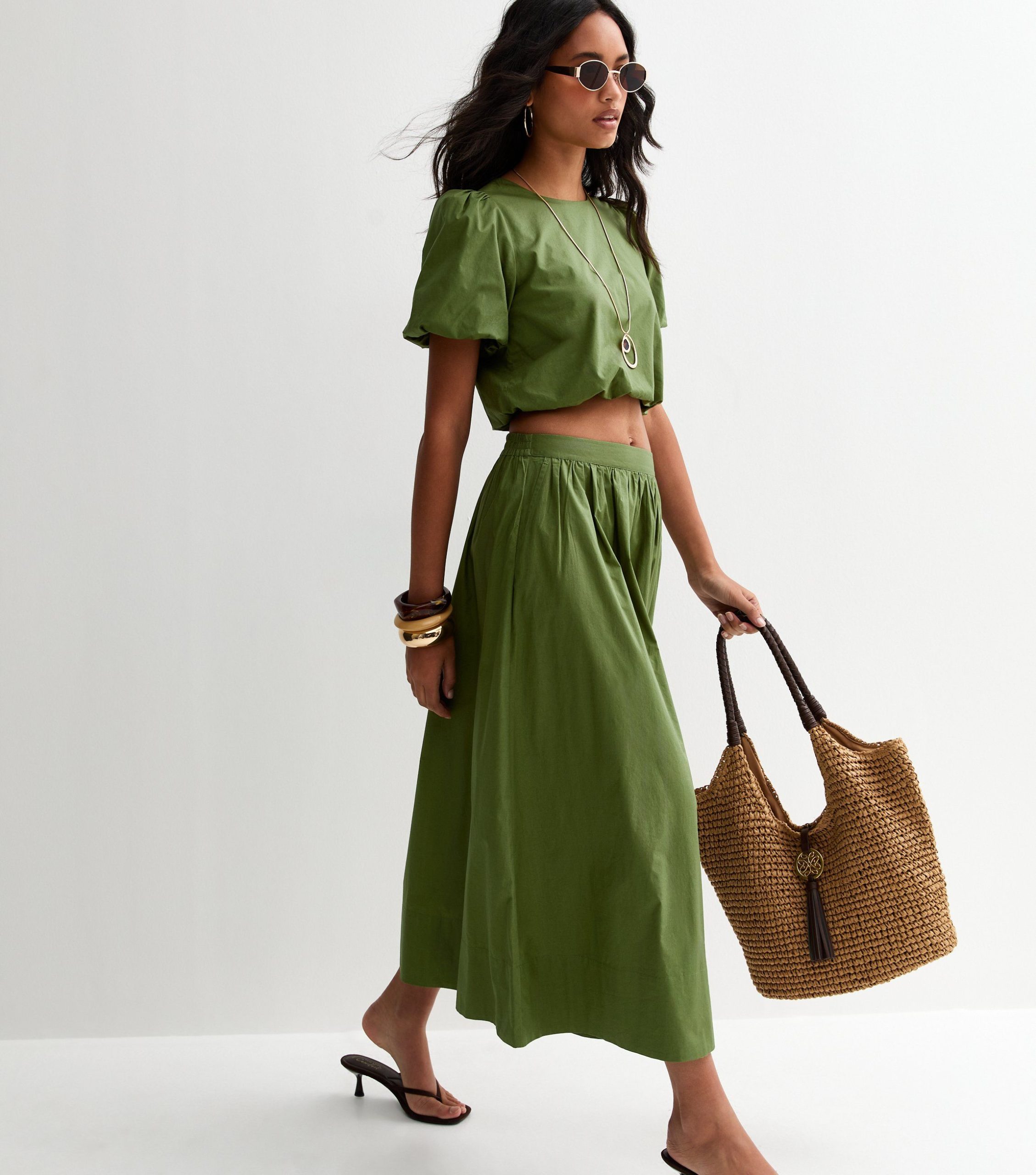 Dark Khaki Poplin Circle Skirt - Image 3