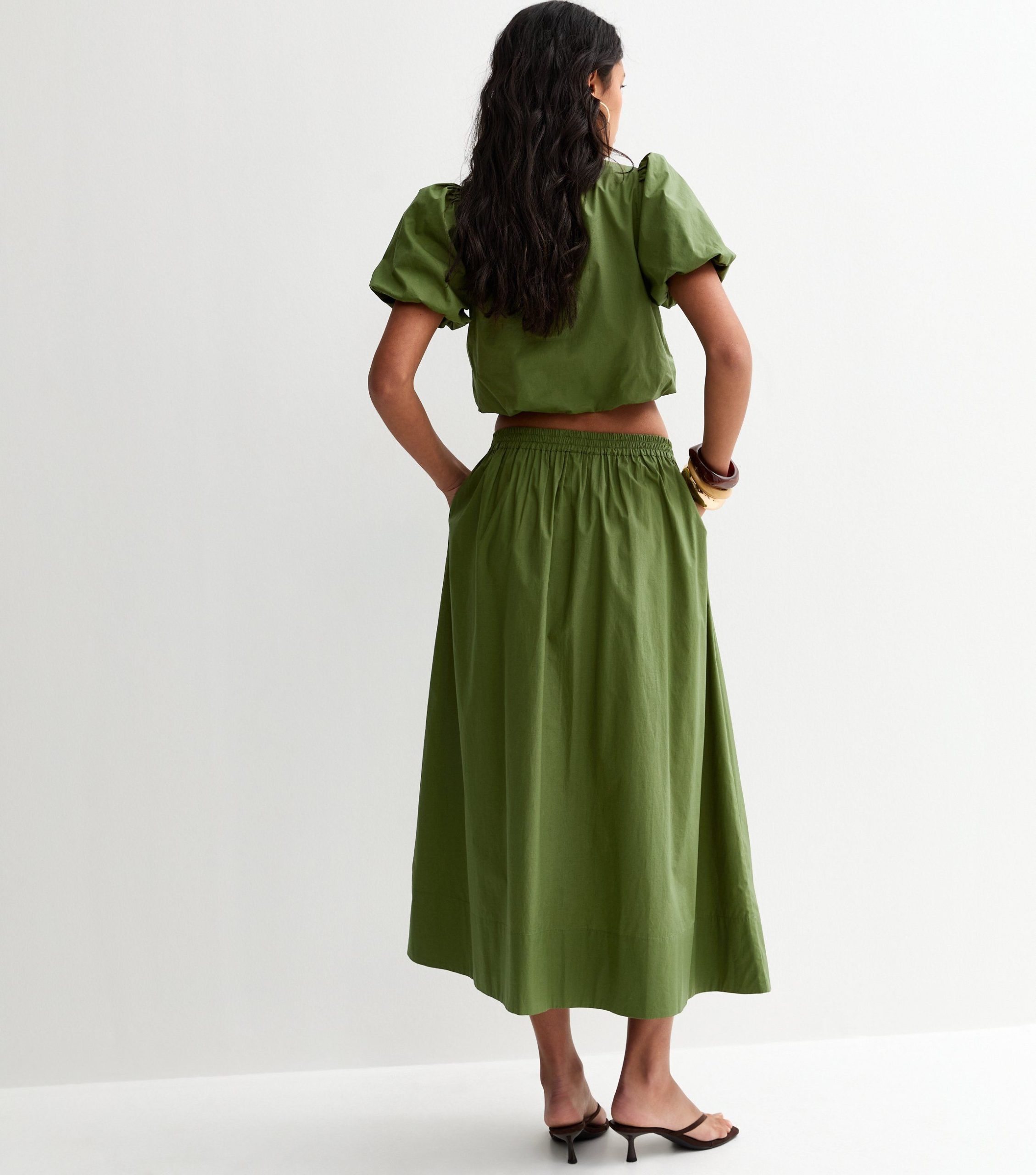Dark Khaki Poplin Circle Skirt - Image 4