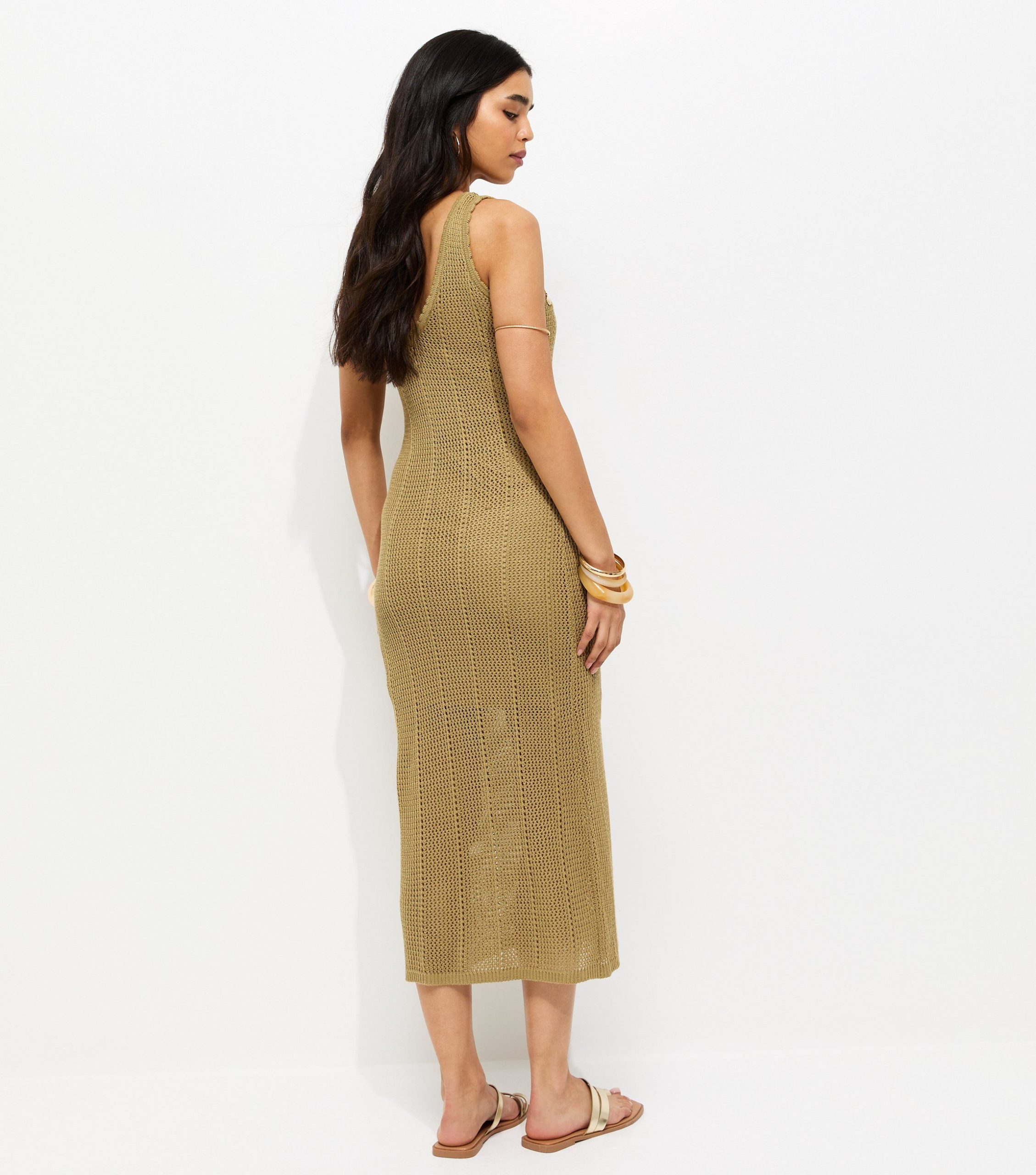Green Stitchy Crochet Shell Applique Dress - Image 5