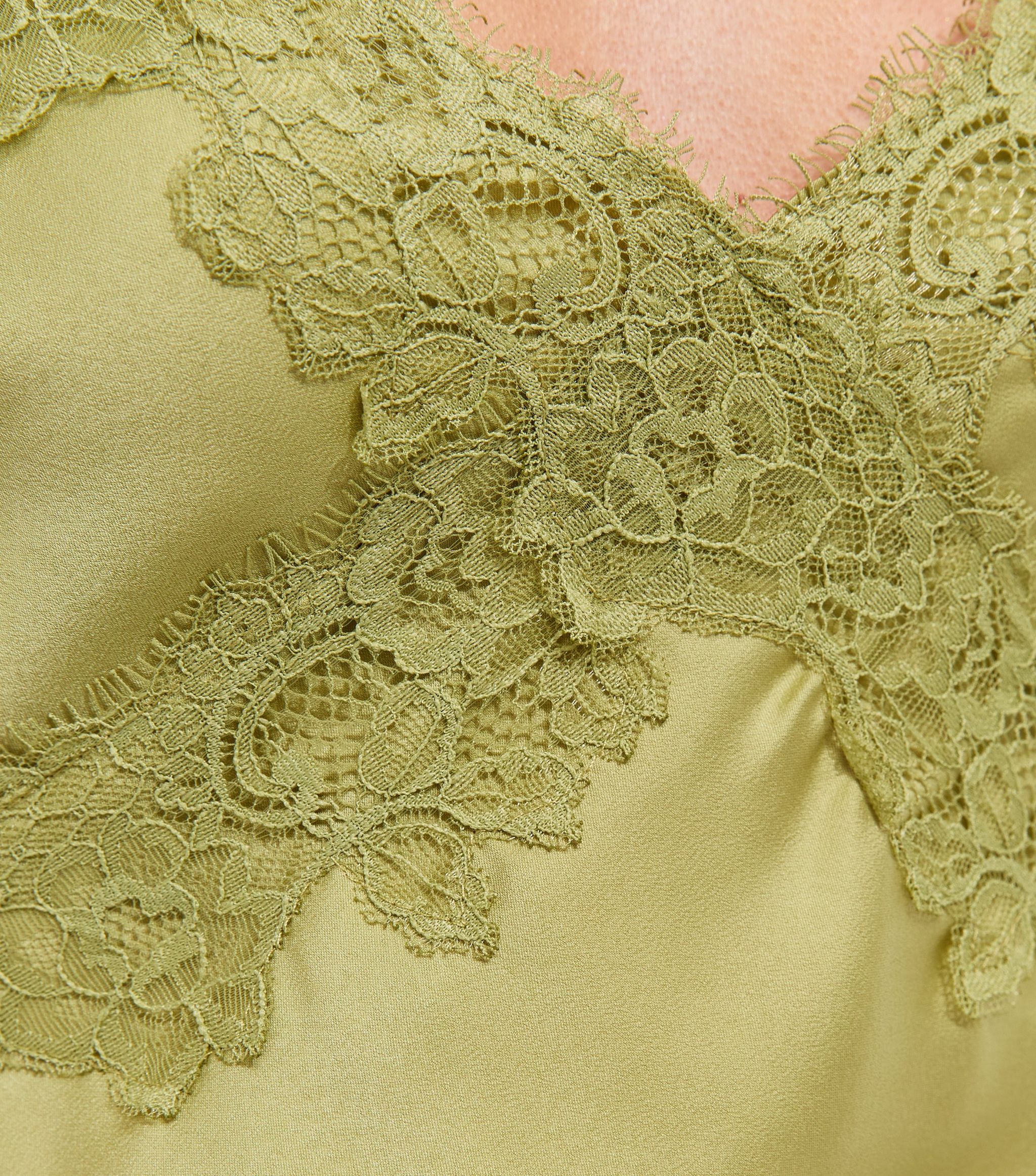Light Green Lace Trim Slip Strappy Midi Dress - Image 5