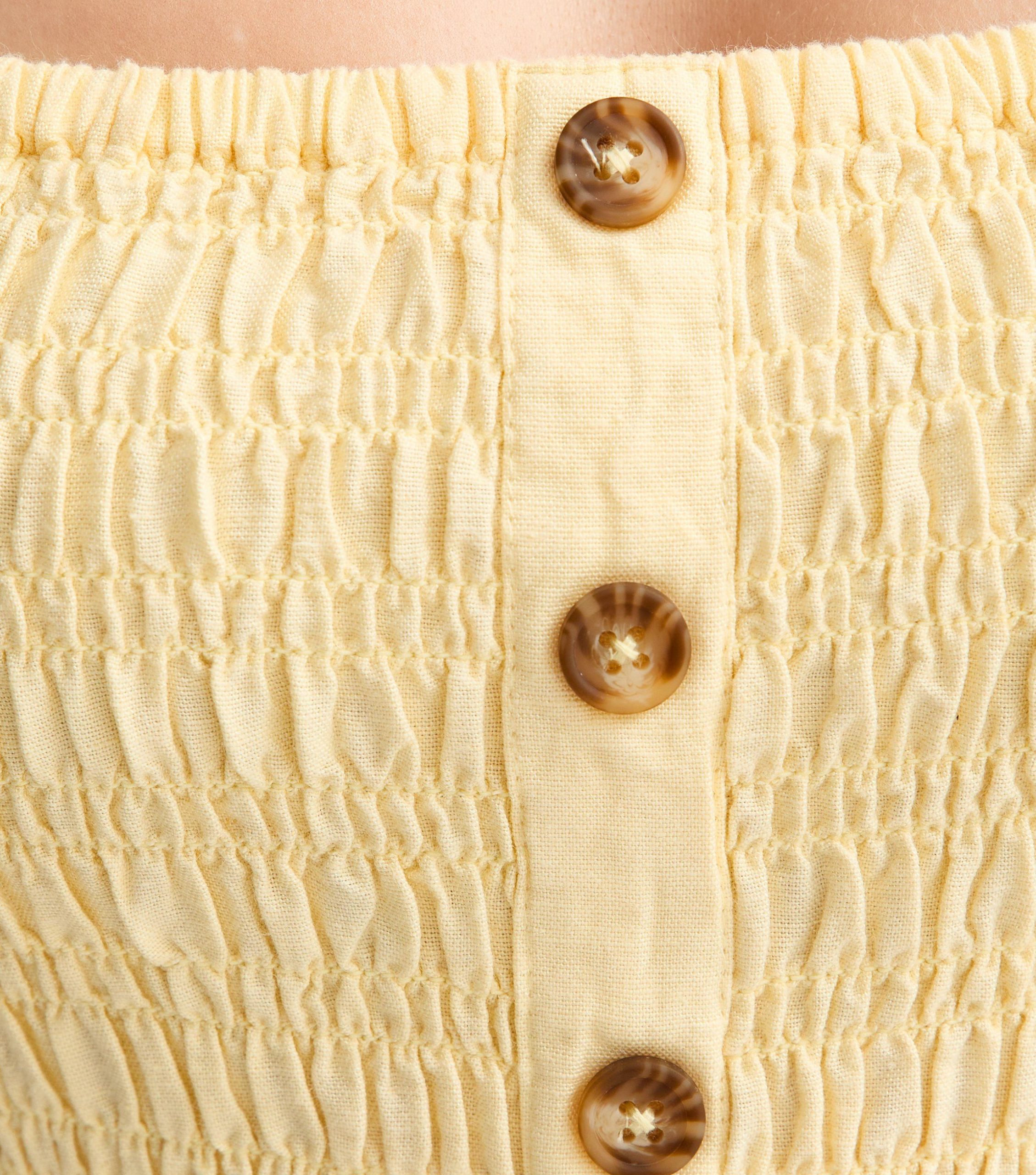Light Yellow Faux Button Milkmaid Midi Dress - Image 5