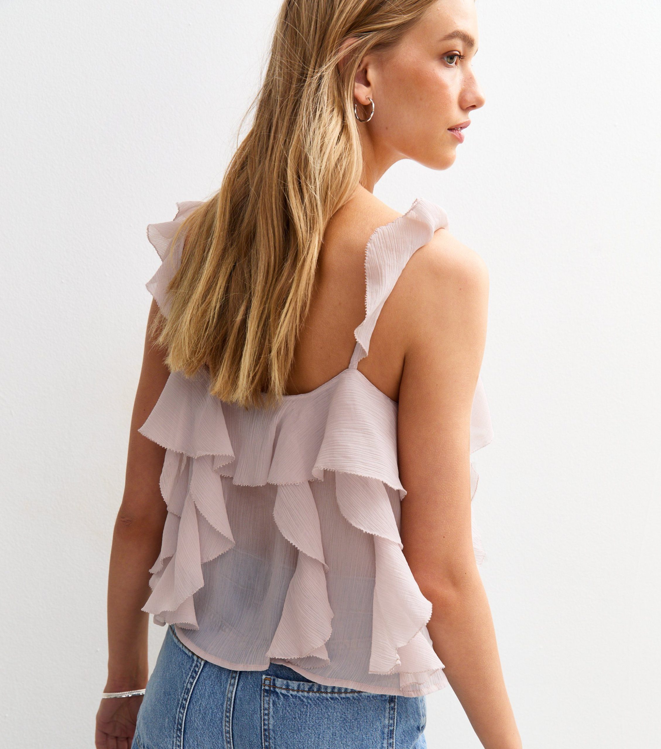 Lilac Chiffon Frill Trim Cami Top - Image 4