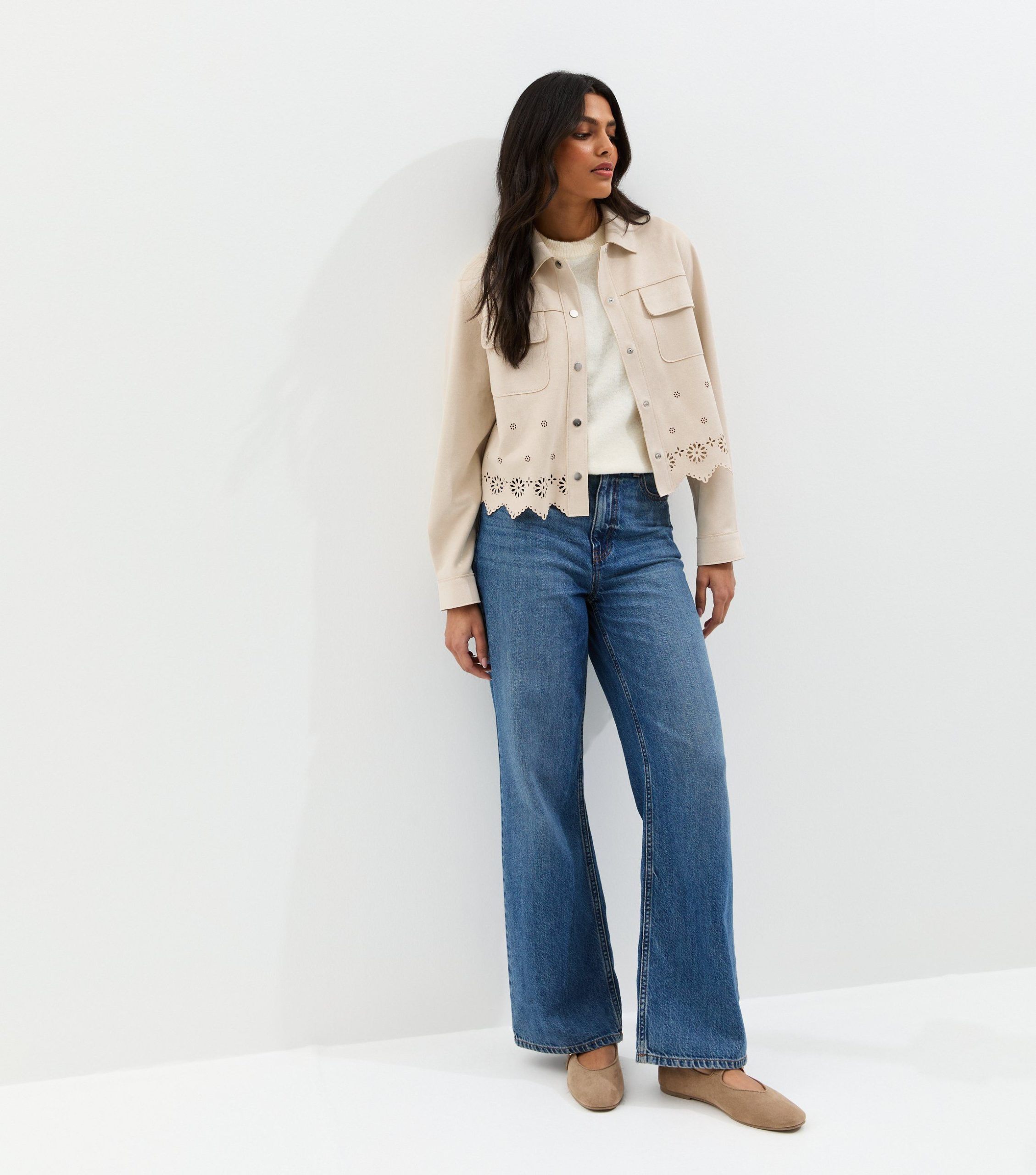 Stone Cutwork Faux Suede Shacket - Image 3