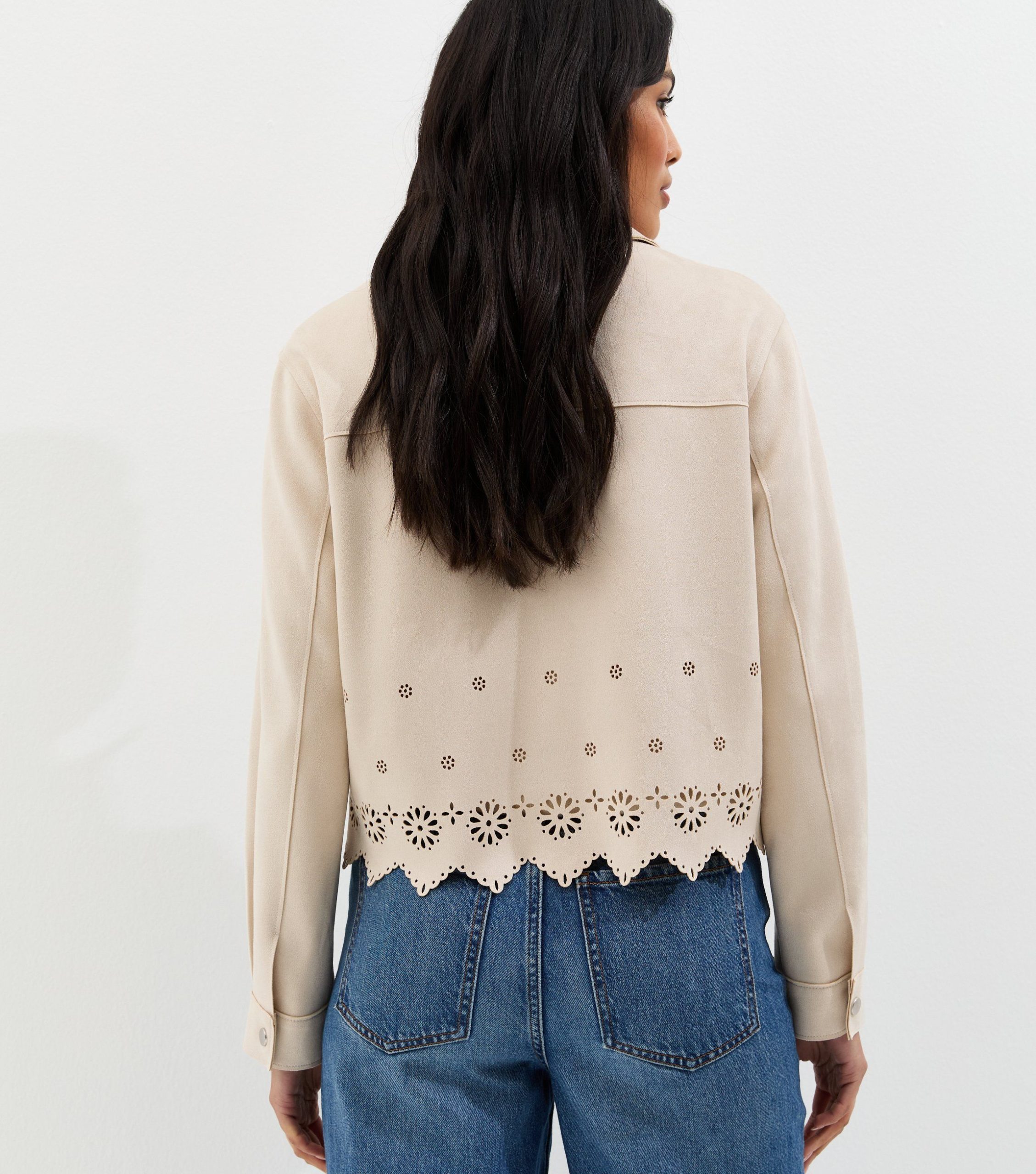 Stone Cutwork Faux Suede Shacket - Image 4