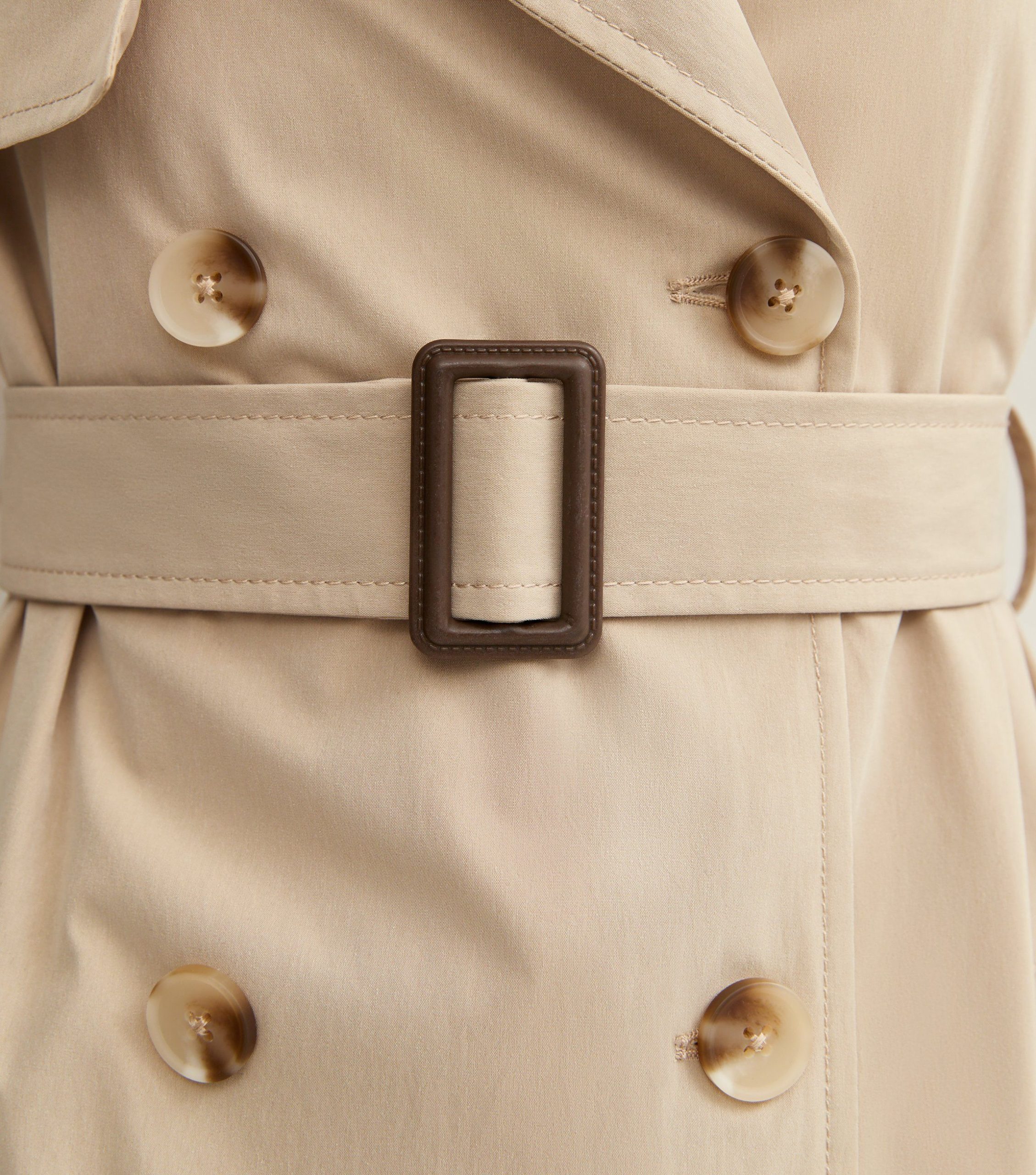 Stone Double Breasted Belted Trench Coat - Image 5
