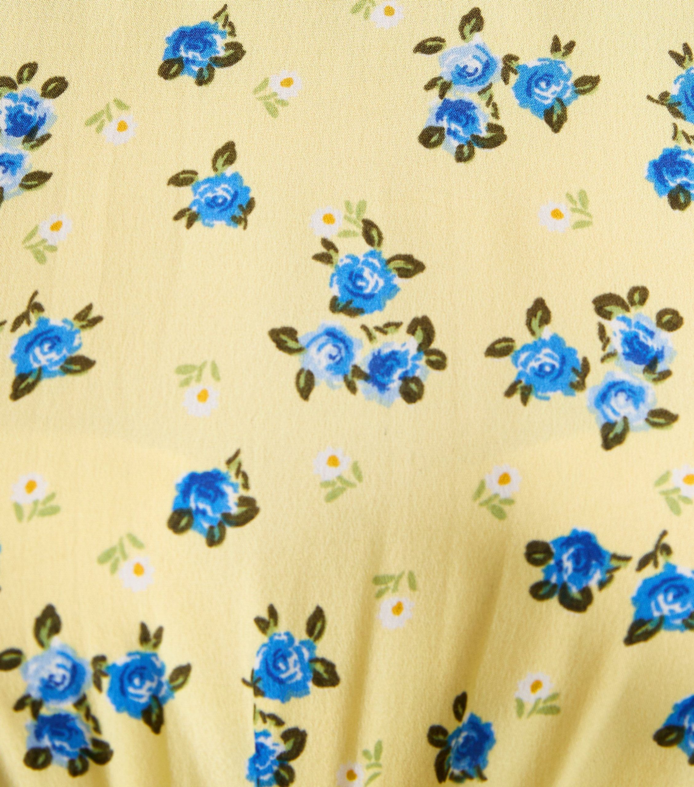 Yellow Floral Short Sleeve Midi Dress - Image 5